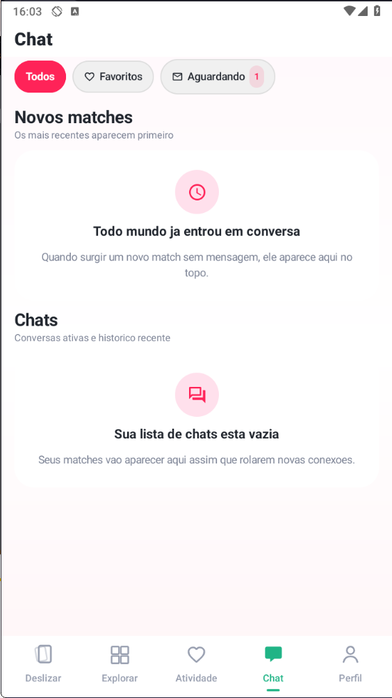 Tela de Chat do MeetLove